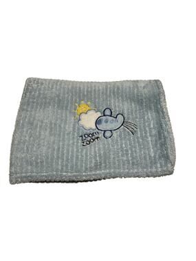 Blue Ribbed “Zoom Zoom” Airplane Cloud Sun Baby Blanket